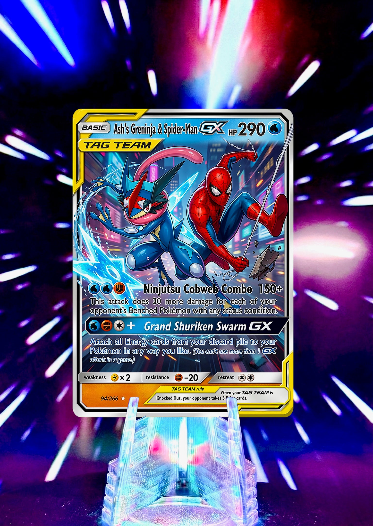 Marvel Universe & Pokemon Tag Team Custom Fan Art Card | Handmade Superhero Trading Card Gift
