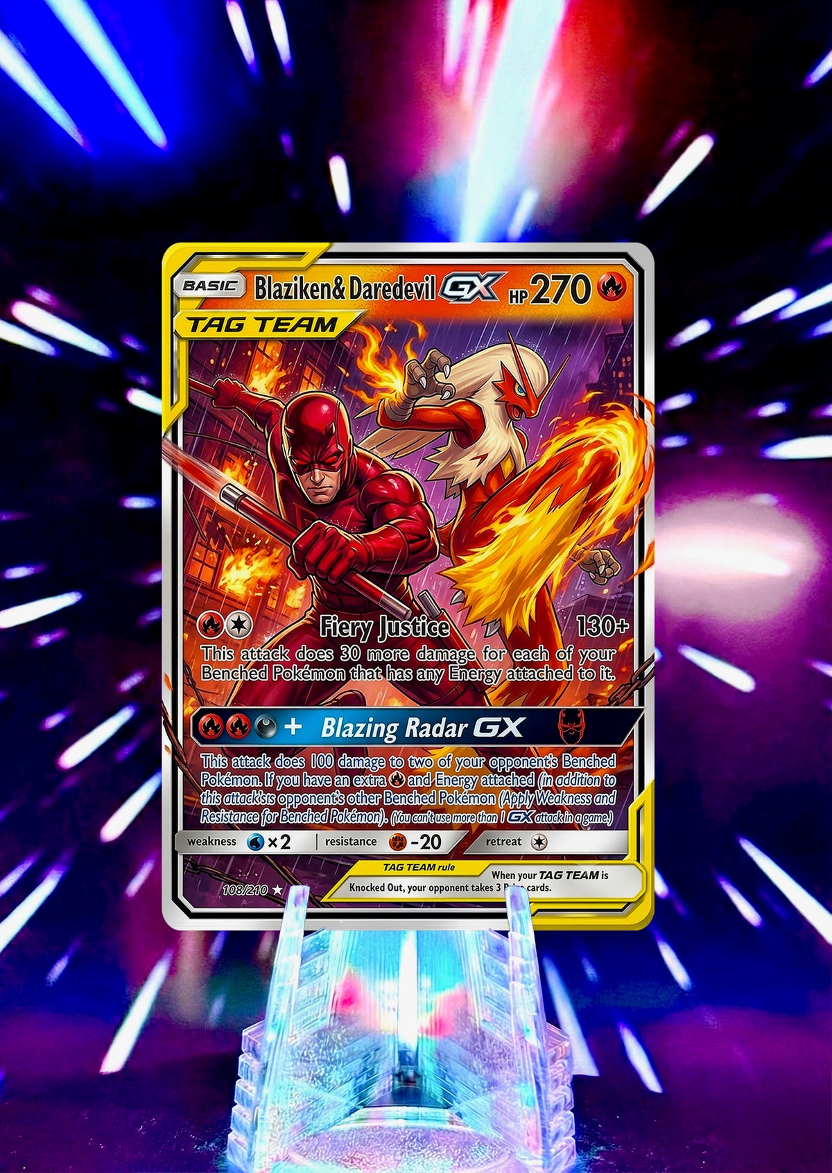 Marvel Universe & Pokemon Tag Team Custom Fan Art Card | Handmade Superhero Trading Card Gift