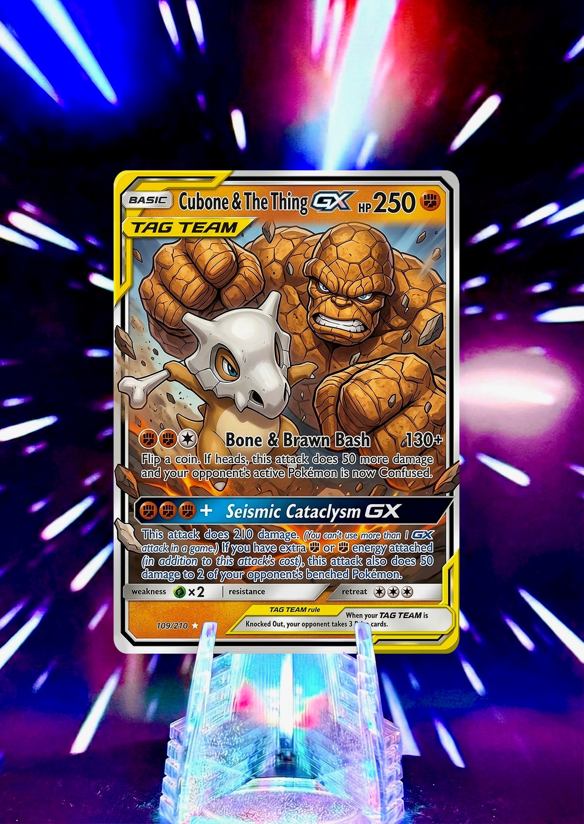 Marvel Universe & Pokemon Tag Team Custom Fan Art Card | Handmade Superhero Trading Card Gift