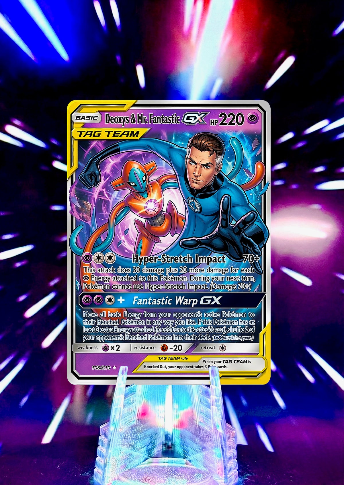 Marvel Universe & Pokemon Tag Team Custom Fan Art Card | Handmade Superhero Trading Card Gift