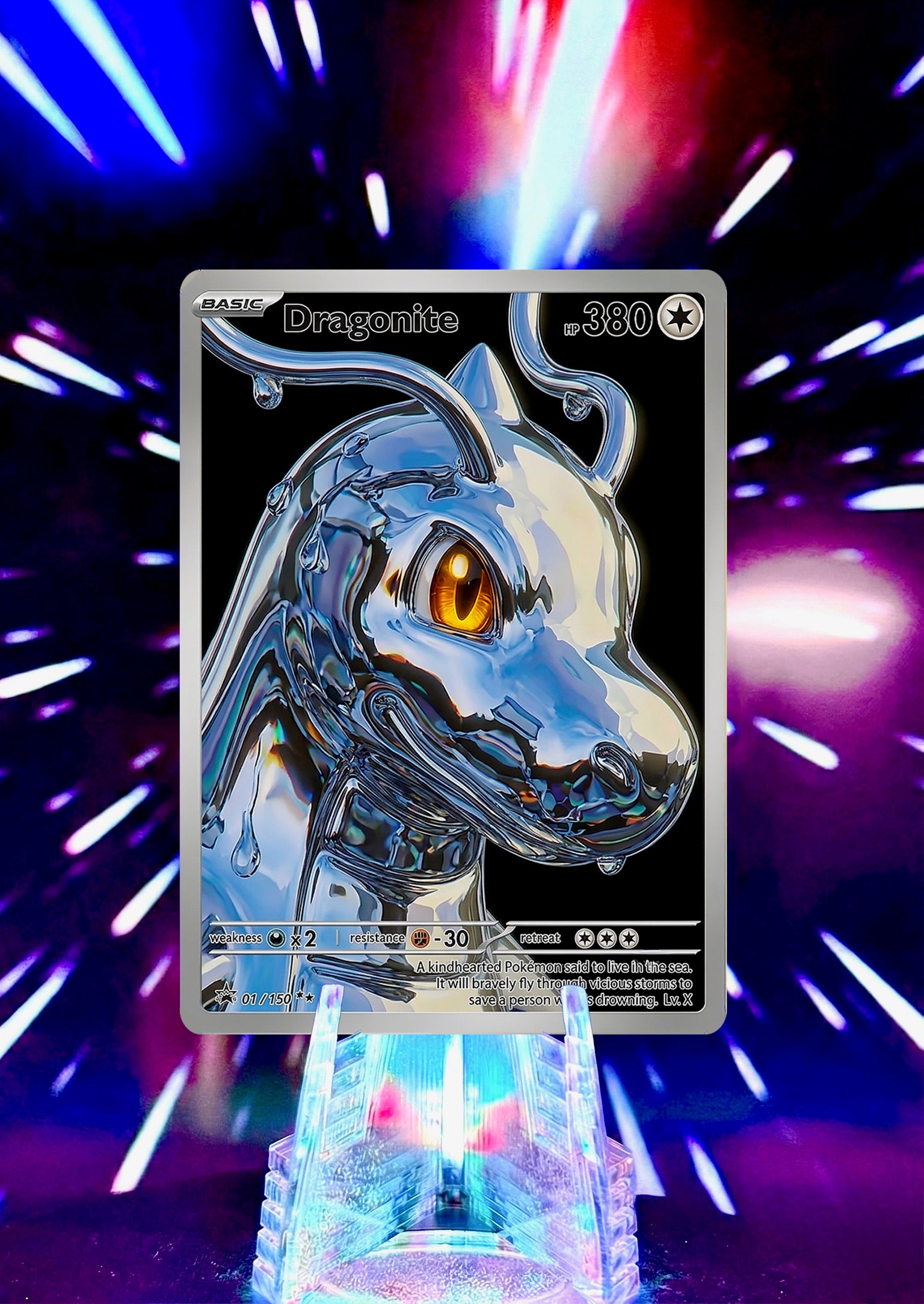 Custom Liquid Chrome Pokémon Style Card Personalized Collectible Fan Art