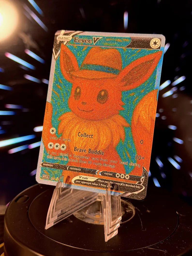 Eeveelution with Gray Felt Hat Pokemon Fan Art Trading Card