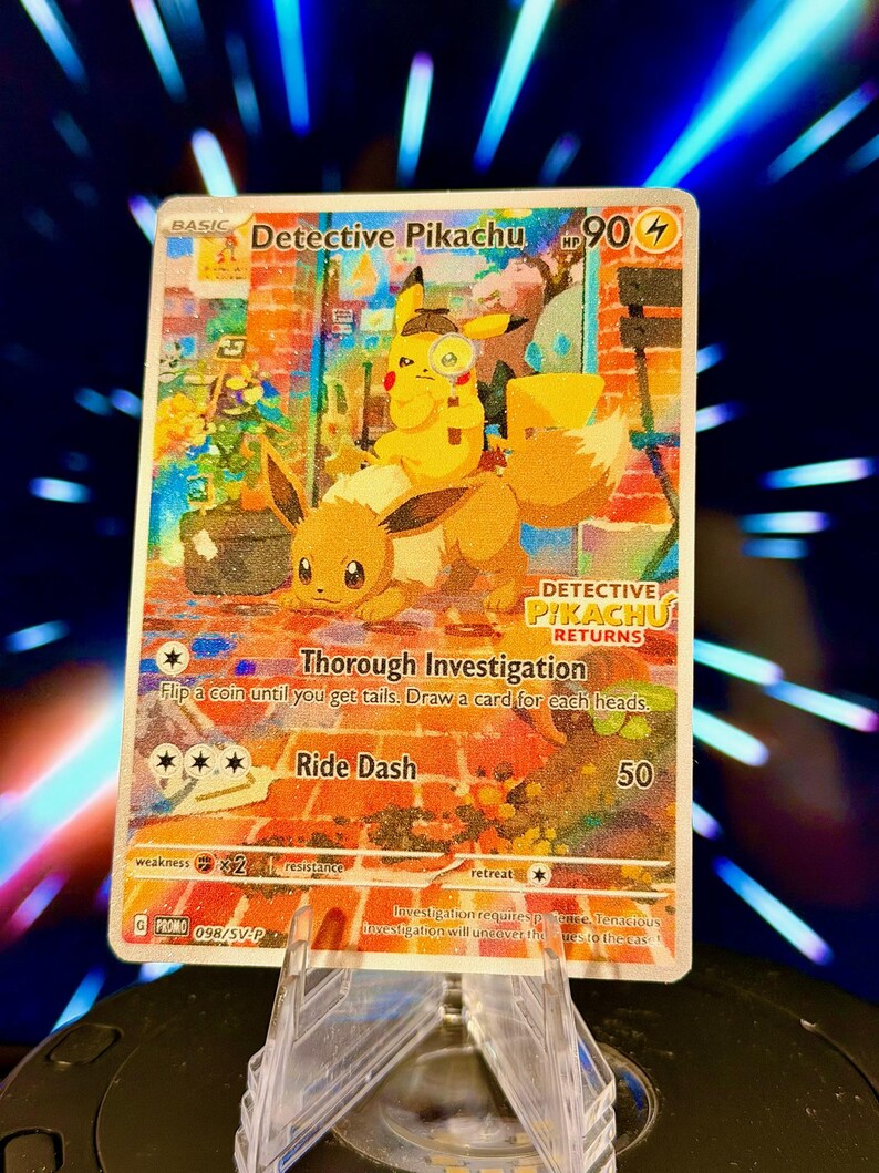 Detective Pikachu and Eeveelution Pokemon Fan Art Trading Card