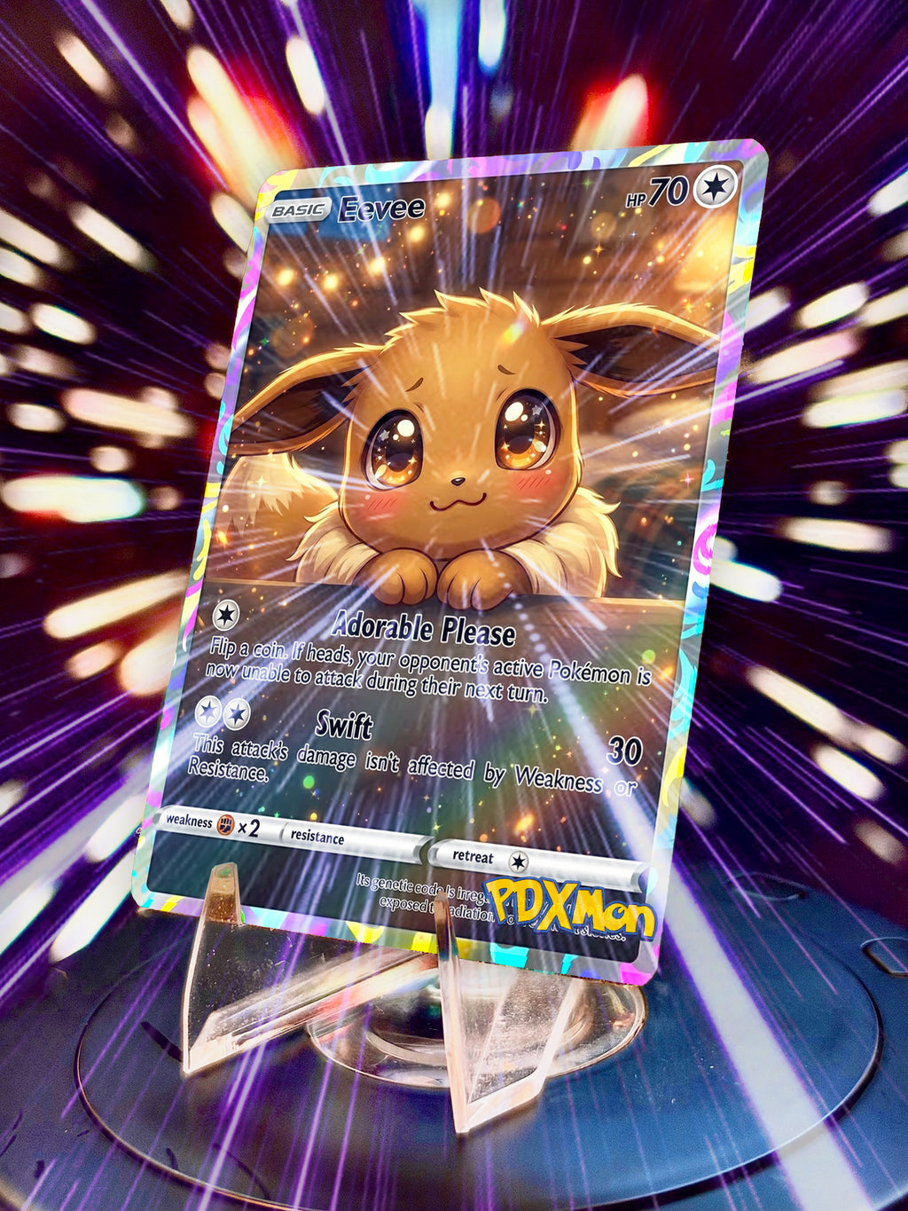 Custom Big-Eye Eeveelution Fan Art Card Puss in Boots Style Collectible