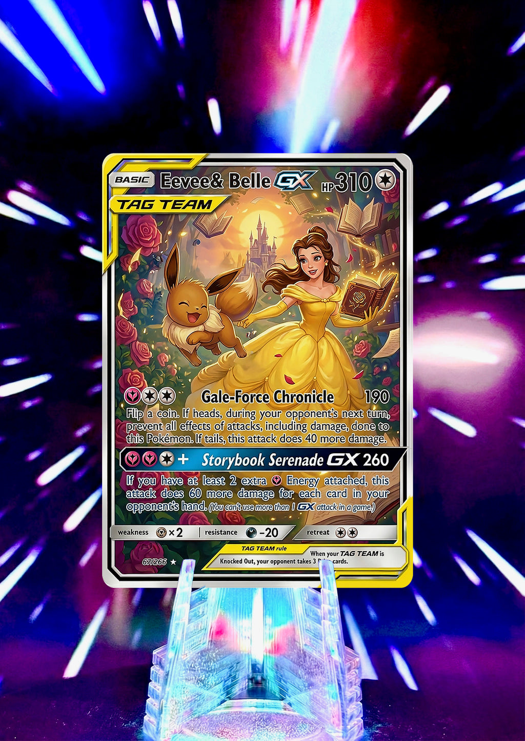 Disney Princess Fan Art Custom Pokemon Card Handmade Fairytale Anime Gift