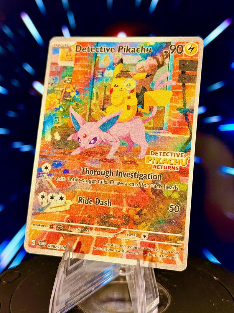 Detective Pikachu and Eeveelution Pokemon Fan Art Trading Card