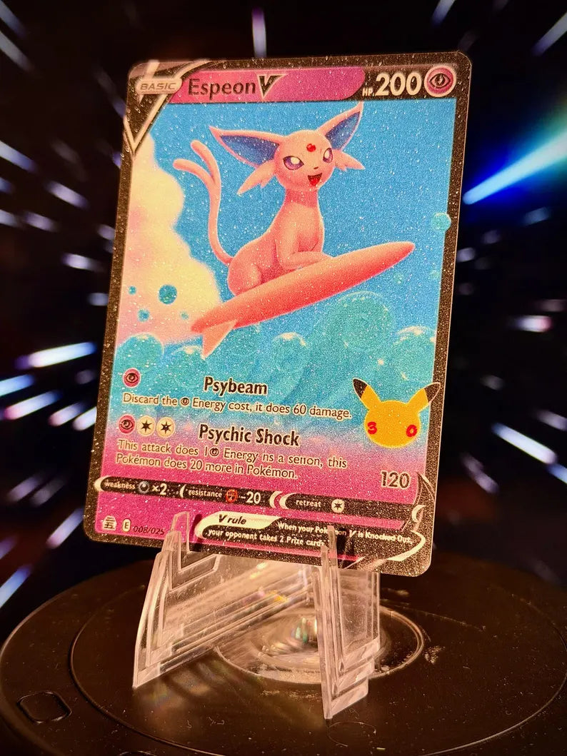 Surfing Eeveelution V Pokemon Fan Art Trading Card