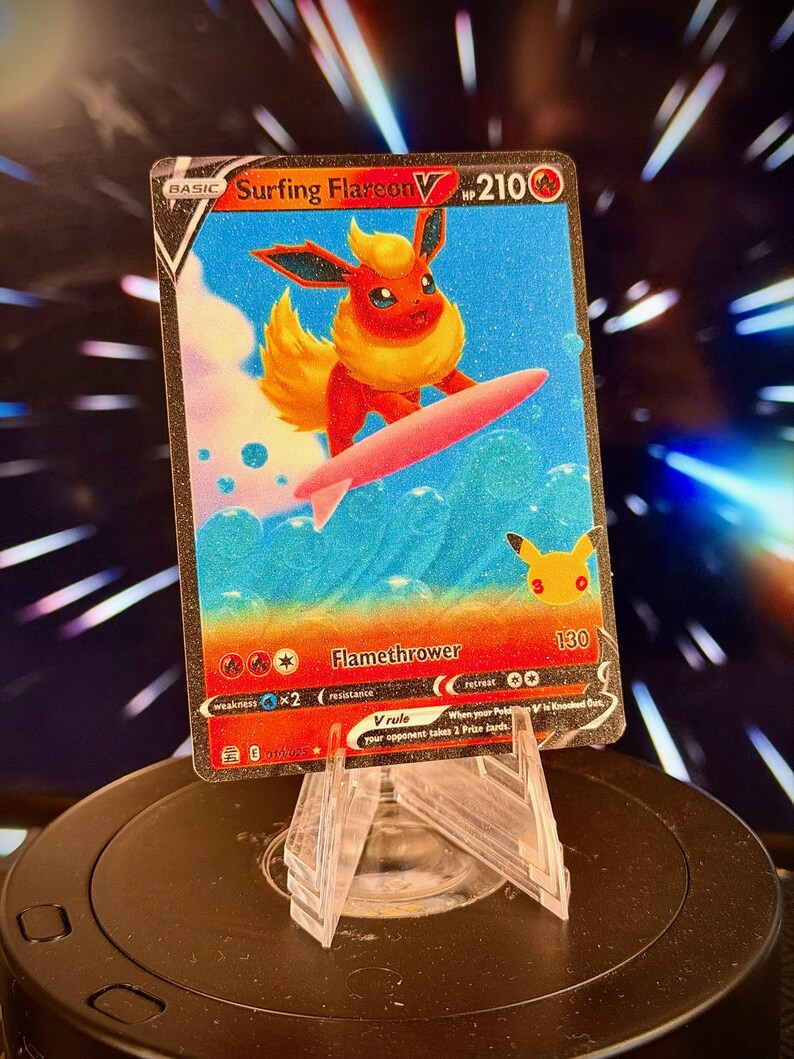Surfing Eeveelution V Pokemon Fan Art Trading Card