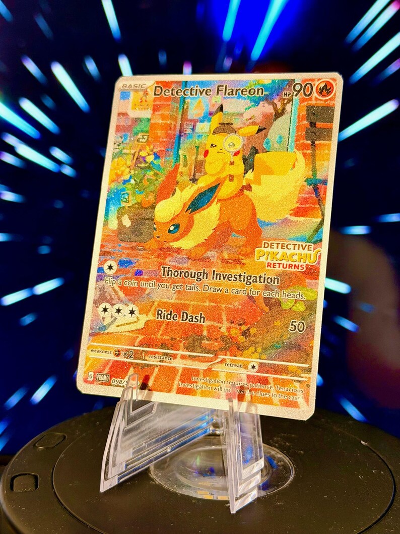 Detective Pikachu and Eeveelution Pokemon Fan Art Trading Card