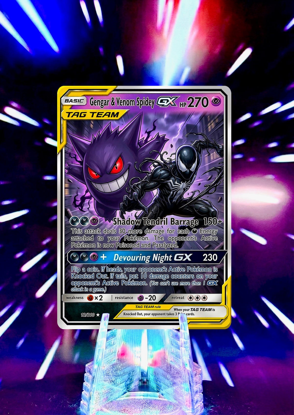 Marvel Universe & Pokemon Tag Team Custom Fan Art Card | Handmade Superhero Trading Card Gift