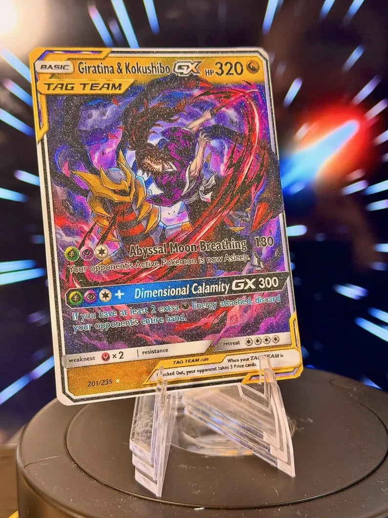 Pokemon and Demon Slayer Tag Team GX Fan Art Trading Card