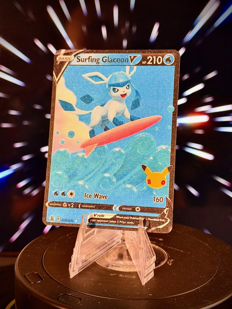 Surfing Eeveelution V Pokemon Fan Art Trading Card