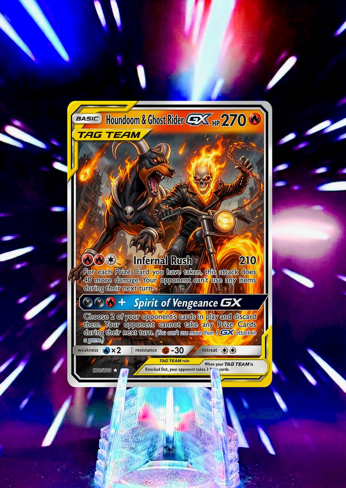 Marvel Universe & Pokemon Tag Team Custom Fan Art Card | Handmade Superhero Trading Card Gift