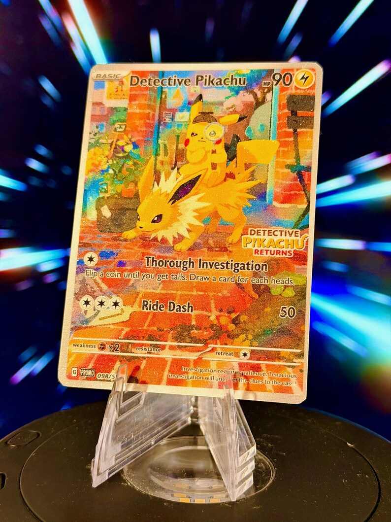 Detective Pikachu and Eeveelution Pokemon Fan Art Trading Card