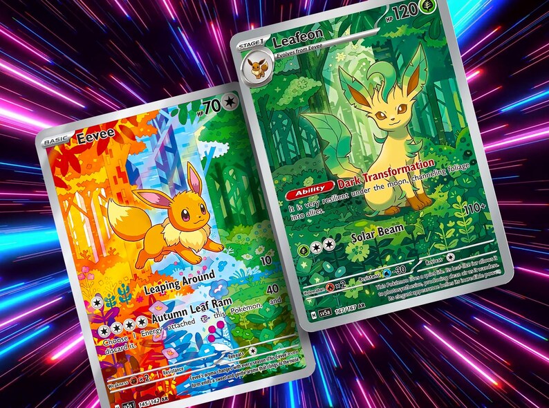 Eevee & Eeveelution Connecting Seasonal Forest Set | Custom Pokémon Fan Art Card