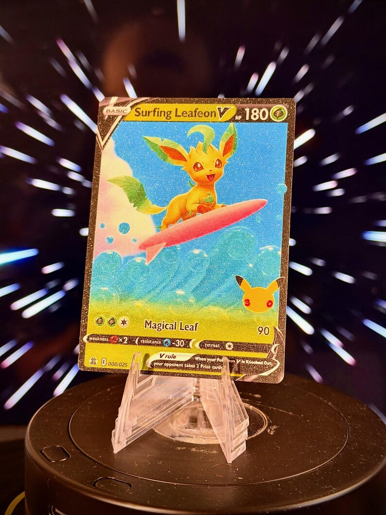 Surfing Eeveelution V Pokemon Fan Art Trading Card