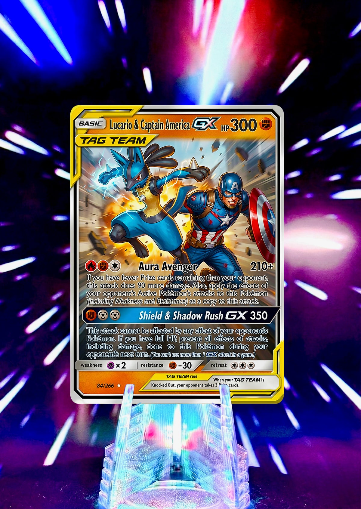Marvel Universe & Pokemon Tag Team Custom Fan Art Card | Handmade Superhero Trading Card Gift
