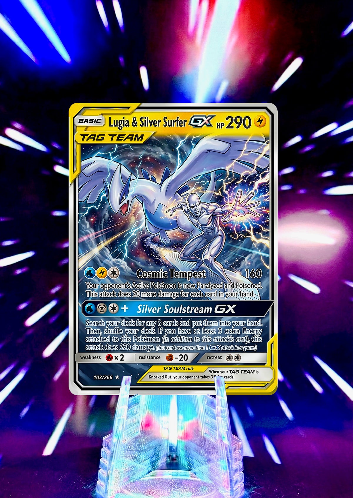 Marvel Universe & Pokemon Tag Team Custom Fan Art Card | Handmade Superhero Trading Card Gift