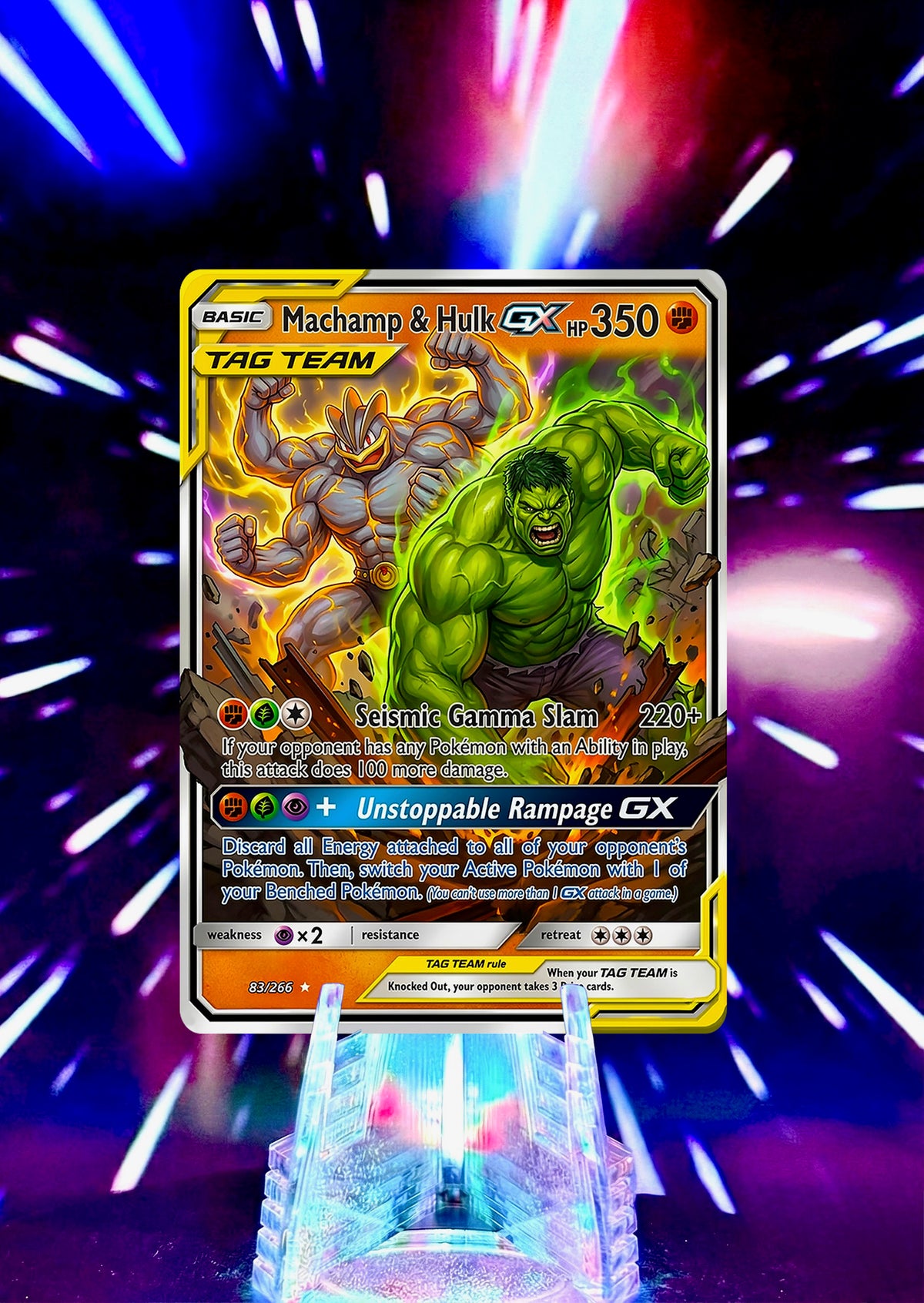 Marvel Universe & Pokemon Tag Team Custom Fan Art Card | Handmade Superhero Trading Card Gift