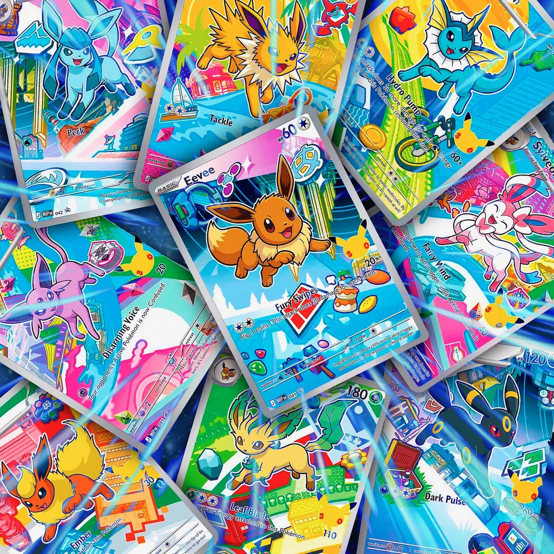 First Partner Illustration Eeveelution | Pokemon Fan Art Trading Card