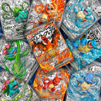Comic Anime Style Kanto Starter Evolution Fan Art Cards - Charmander, Squirtle, Bulbasaur Lines