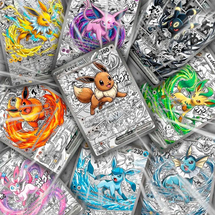 Comic Anime Style Eevelutions | Pokemon Fan Art Trading Cards