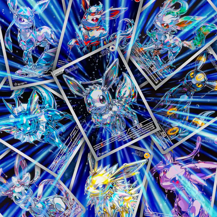 Liquid Chrome Eeveelution | Fan Art Trading Card