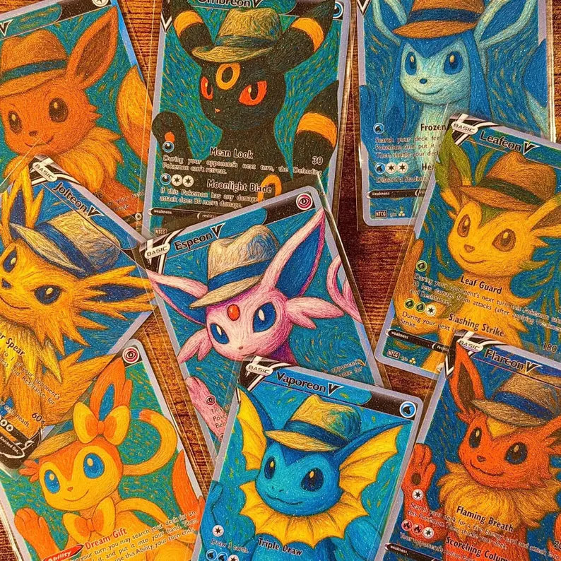 Eeveelution with Gray Felt Hat Pokemon Fan Art Trading Card