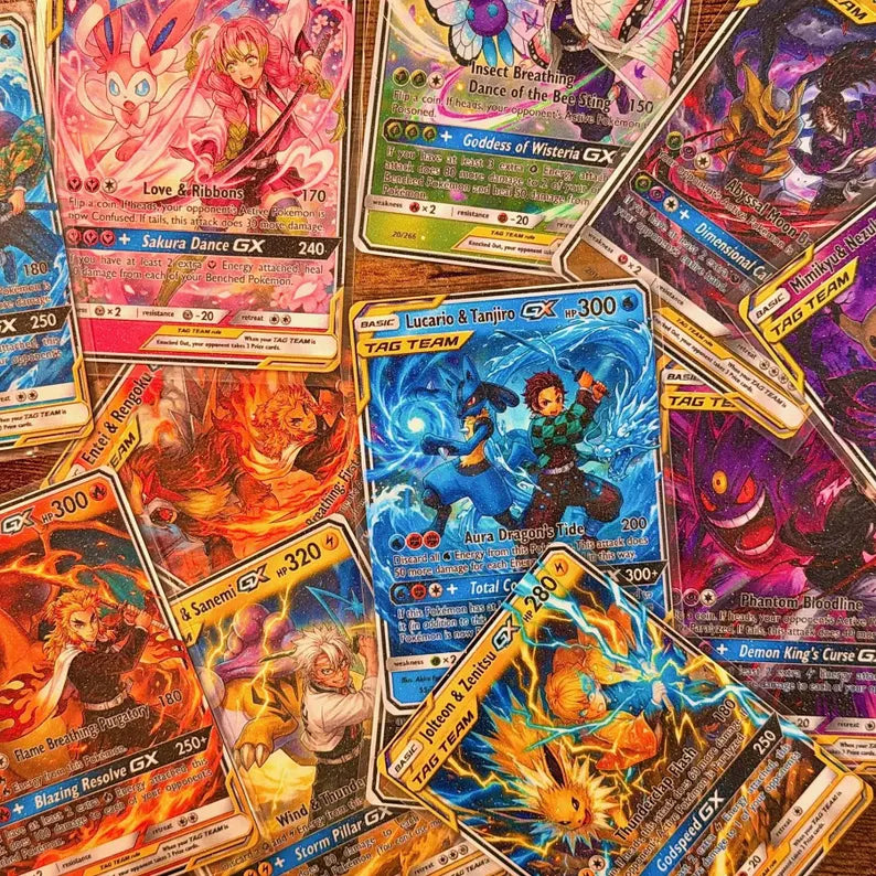Pokemon and Demon Slayer Tag Team GX Fan Art Trading Card