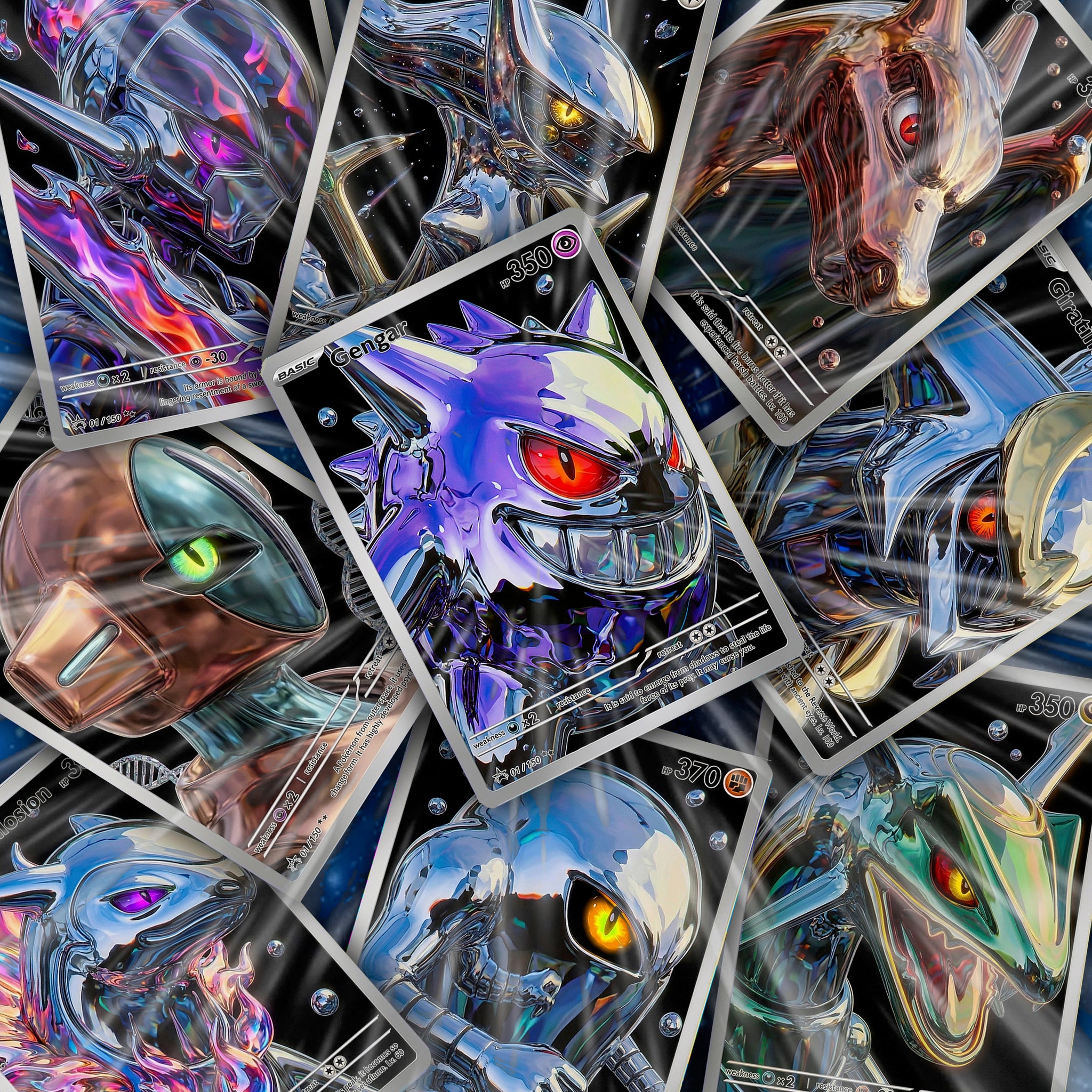 Custom Liquid Chrome Pokémon Style Card Personalized Collectible Fan Art