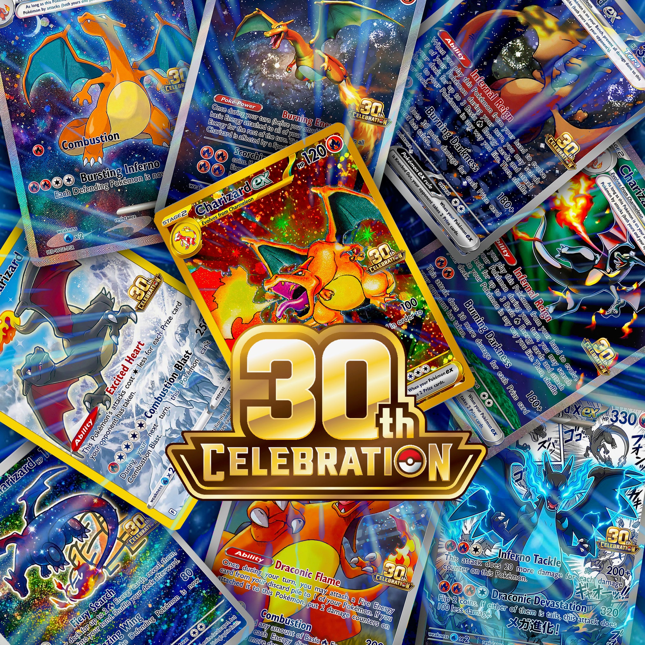 Charizard Fan Art Trading Cards 30th Anniversary Full Art Collection