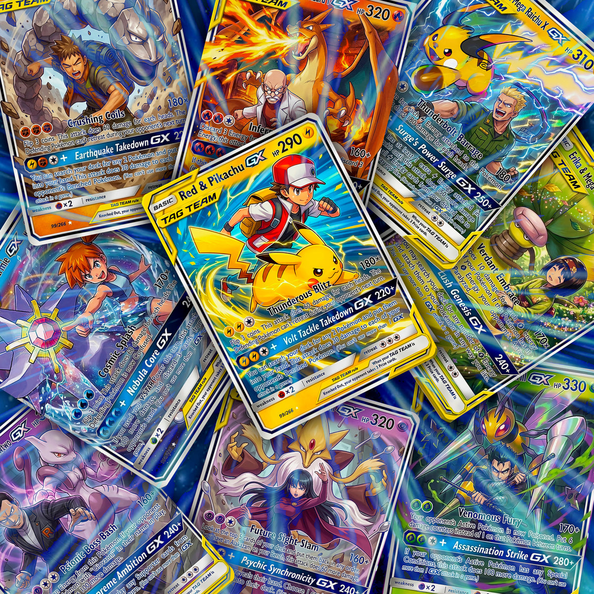 Custom Gym Leader and Pokémon Fan Art Trading Card - Red, Brock, Giovanni, Misty and More!