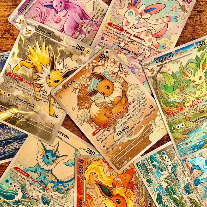 Japanese Style Eeveelution Pokemon Fan Art Trading Card