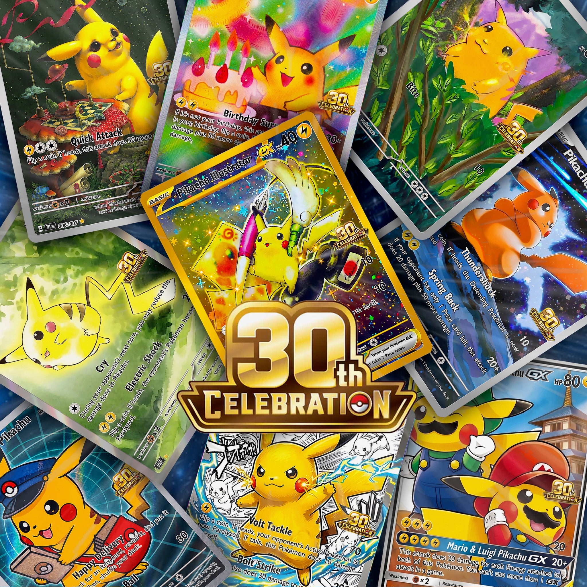 Pikachu Fan Art Trading Cards | 30th Anniversary Full Art Collection
