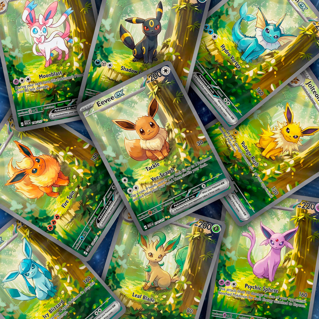 Forest Pikachu Inspired Eeveelution Fan Art Trading Card Set