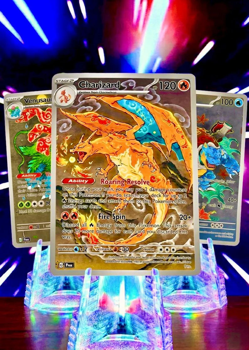 Kanto Starter Japanese Style Pokemon Fan Art Trading Card