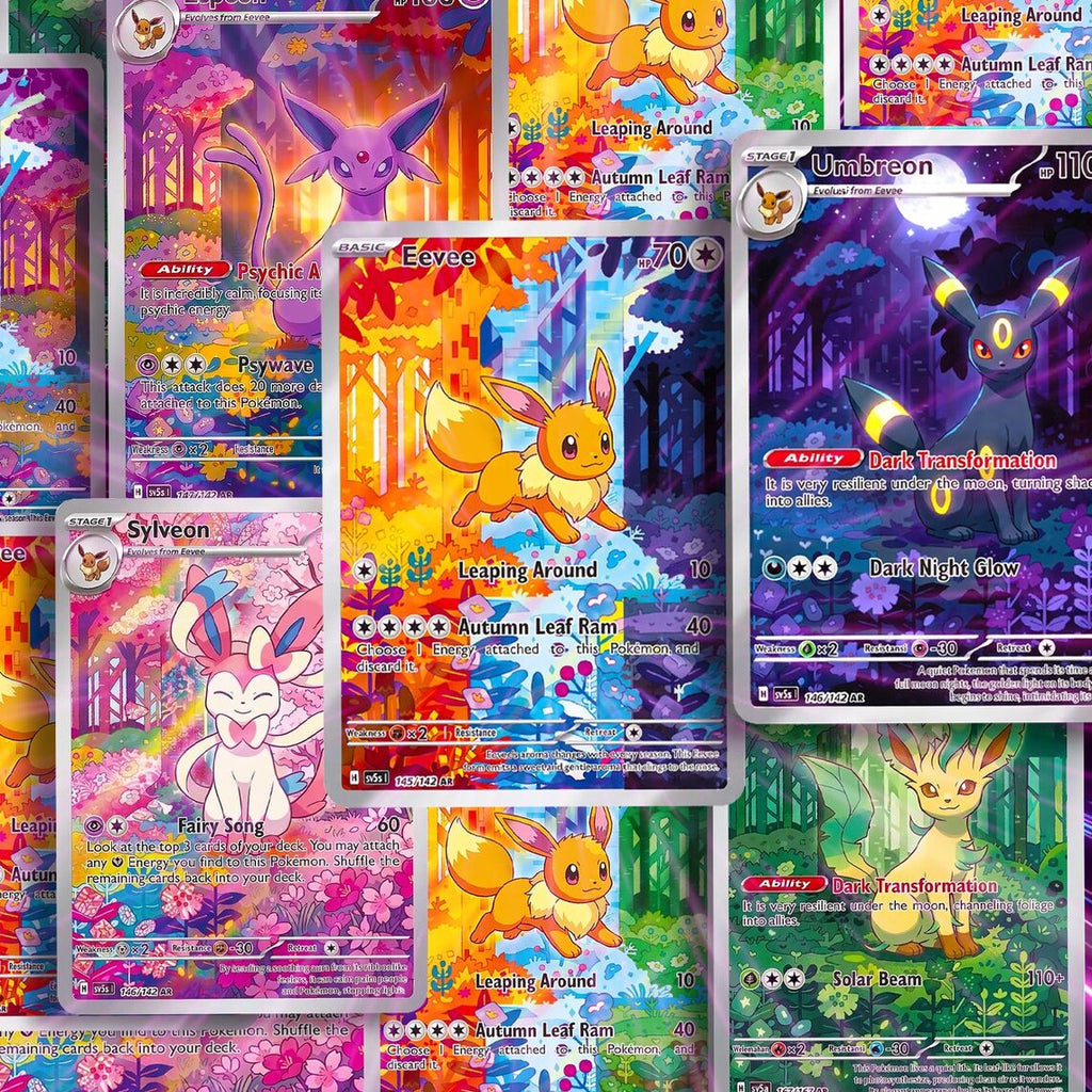 Eevee & Eeveelution Connecting Seasonal Forest Set | Custom Pokémon Fan Art Card