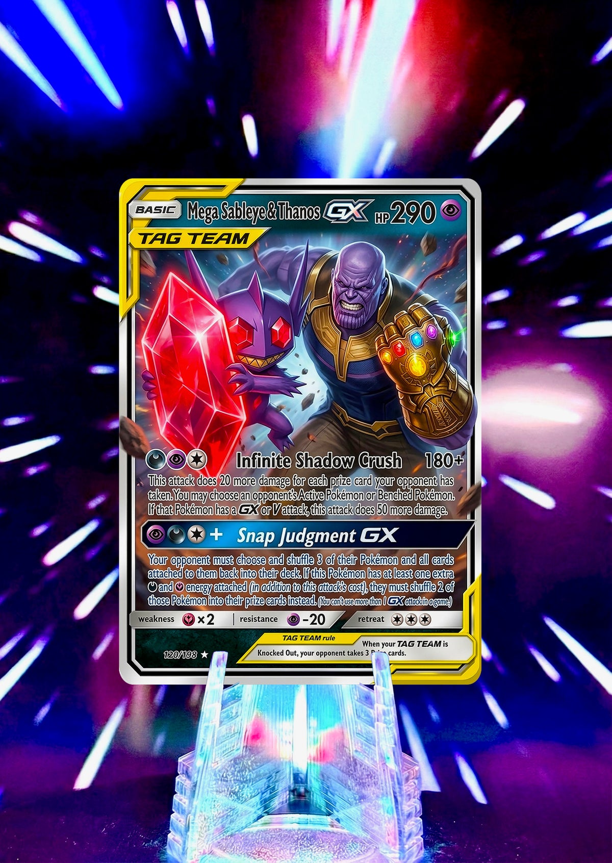 Marvel Universe & Pokemon Tag Team Custom Fan Art Card | Handmade Superhero Trading Card Gift