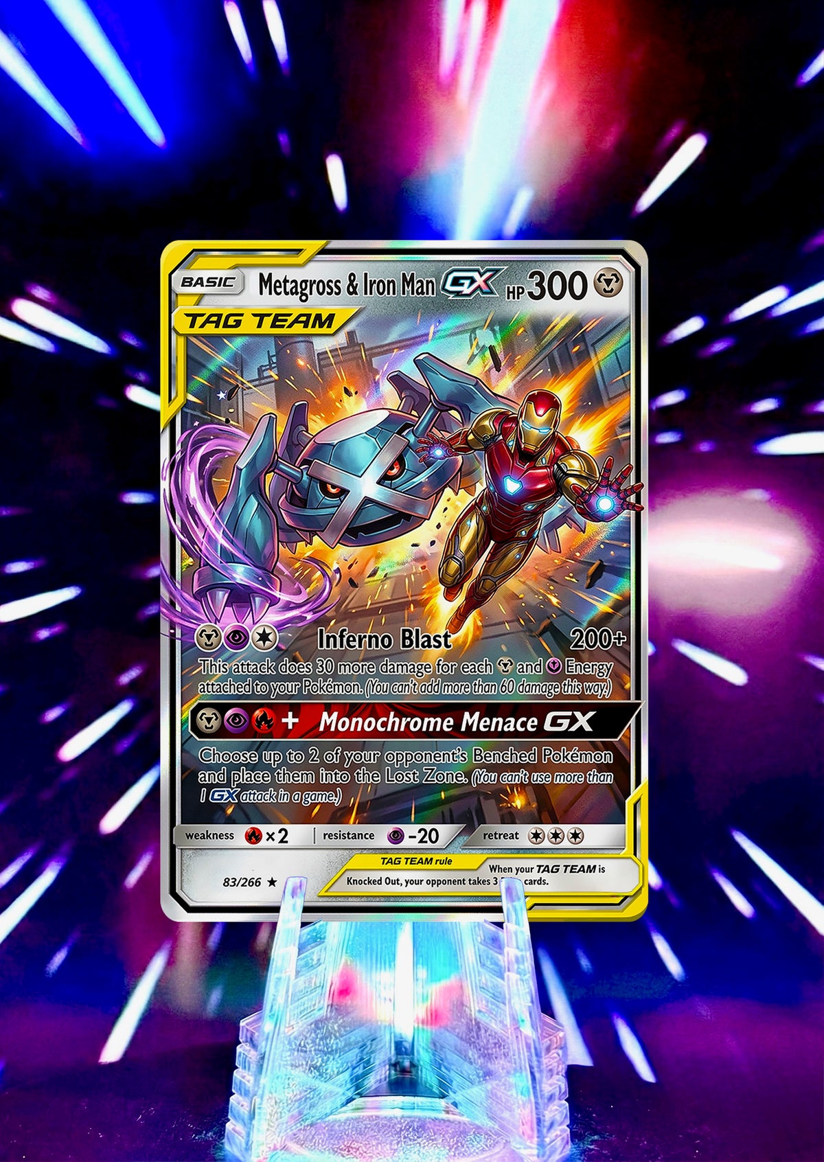 Marvel Universe & Pokemon Tag Team Custom Fan Art Card | Handmade Superhero Trading Card Gift