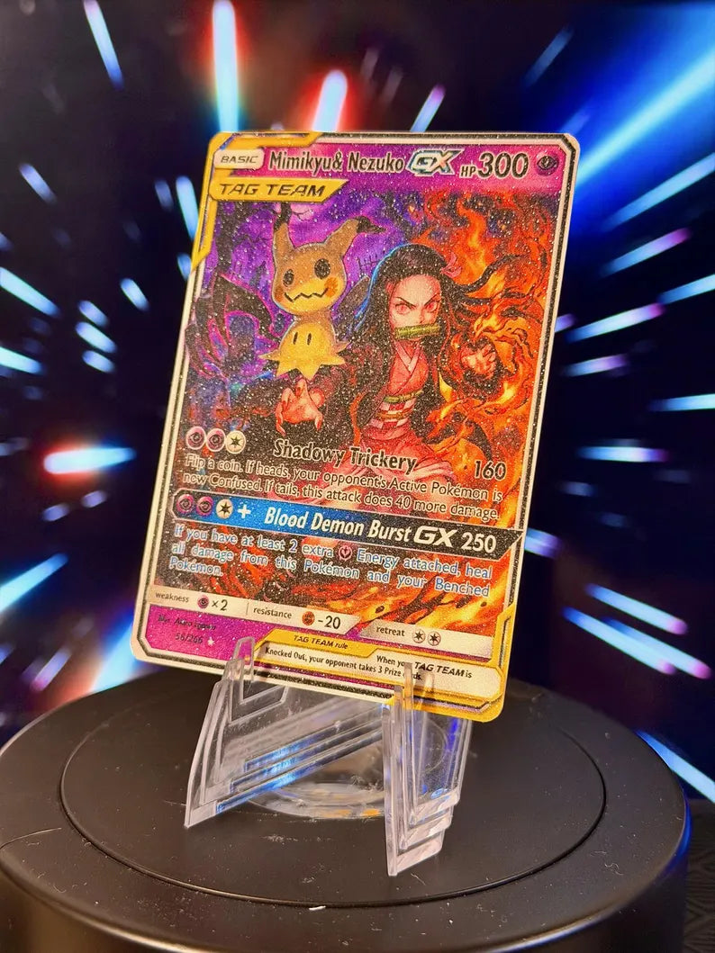 Pokemon and Demon Slayer Tag Team GX Fan Art Trading Card