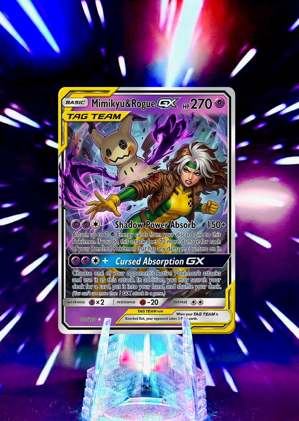 Marvel Universe & Pokemon Tag Team Custom Fan Art Card | Handmade Superhero Trading Card Gift