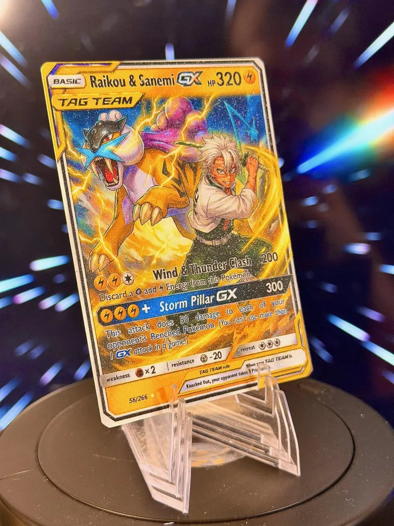 Pokemon and Demon Slayer Tag Team GX Fan Art Trading Card