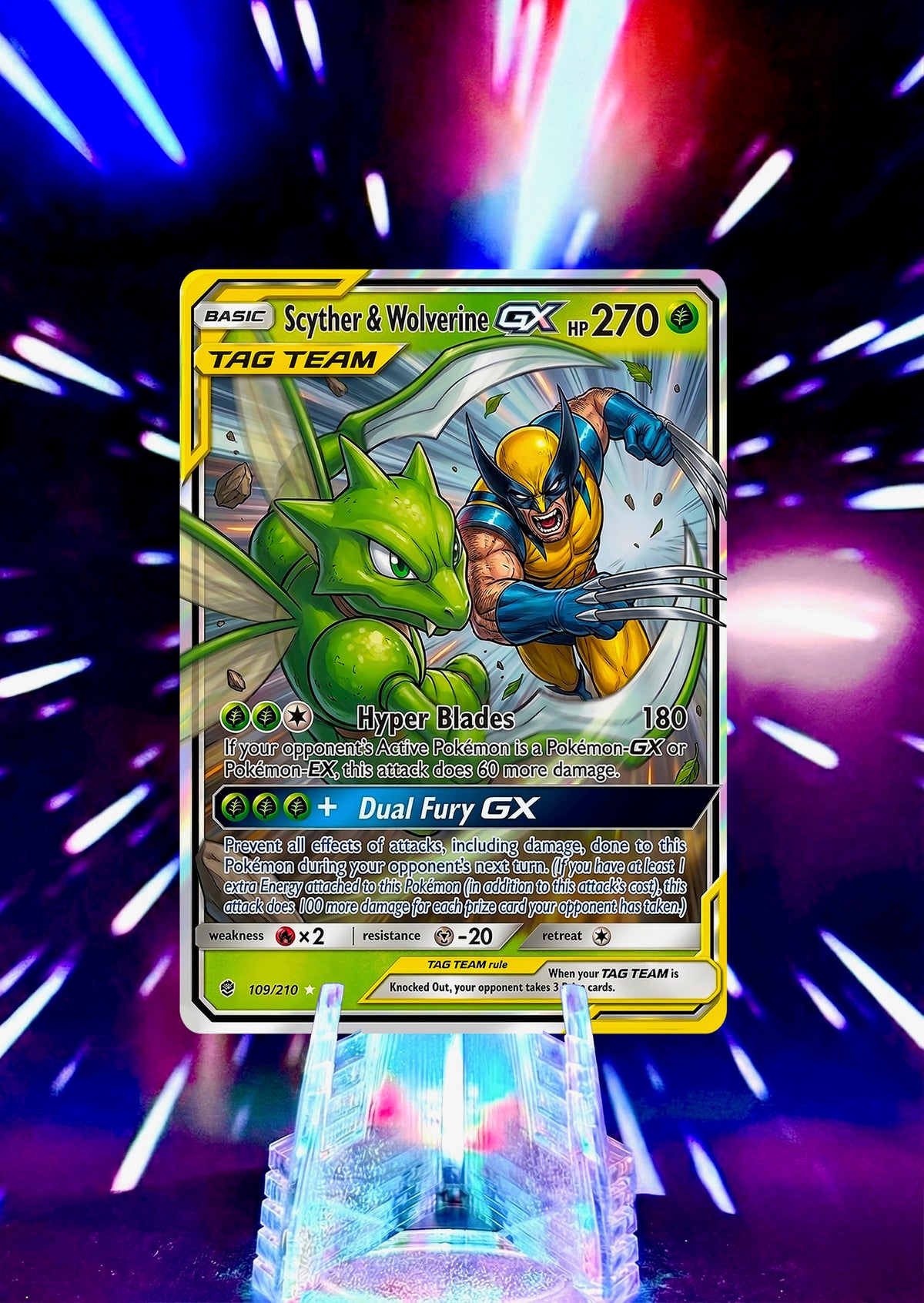 Marvel Universe & Pokemon Tag Team Custom Fan Art Card | Handmade Superhero Trading Card Gift