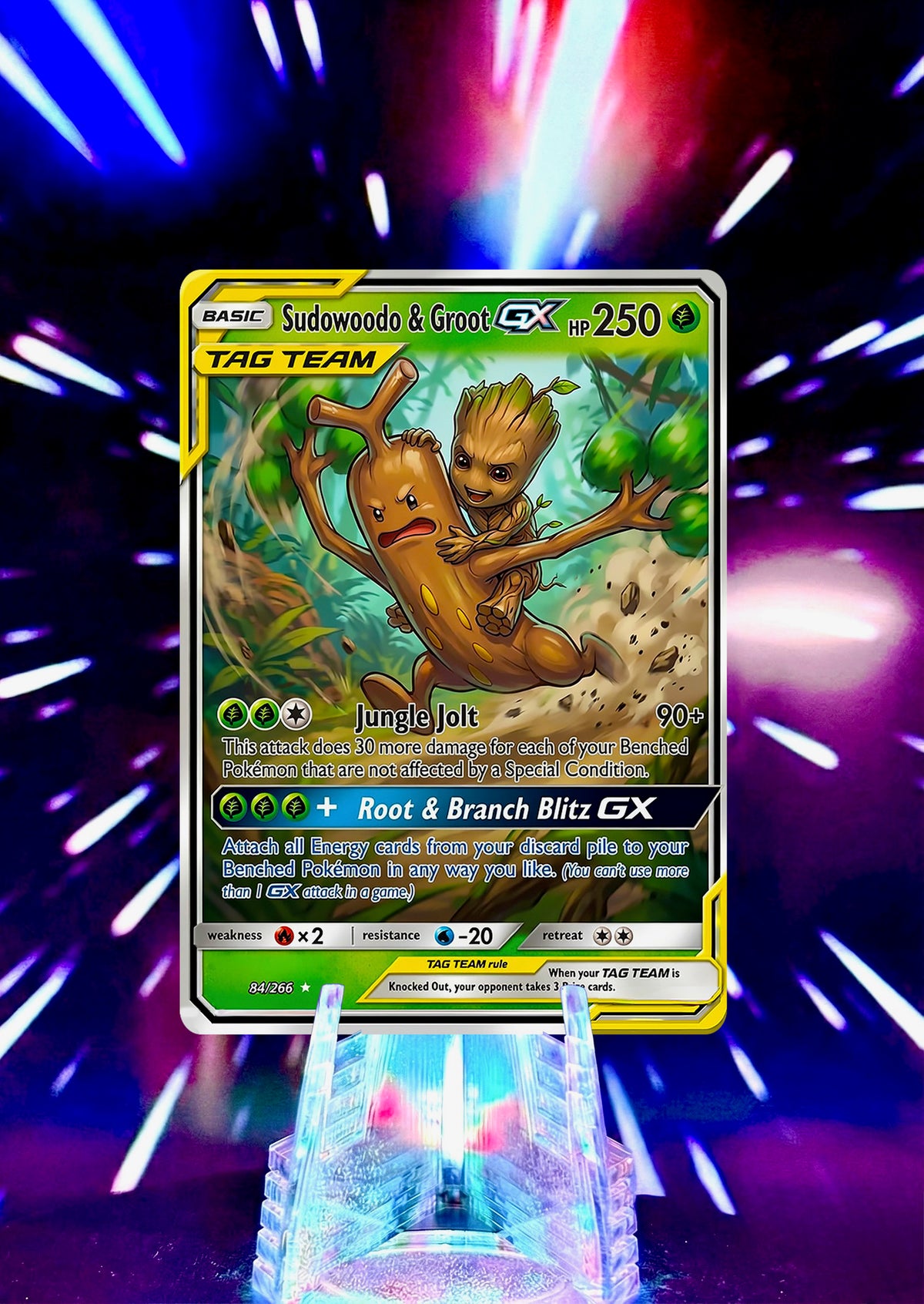 Marvel Universe & Pokemon Tag Team Custom Fan Art Card | Handmade Superhero Trading Card Gift