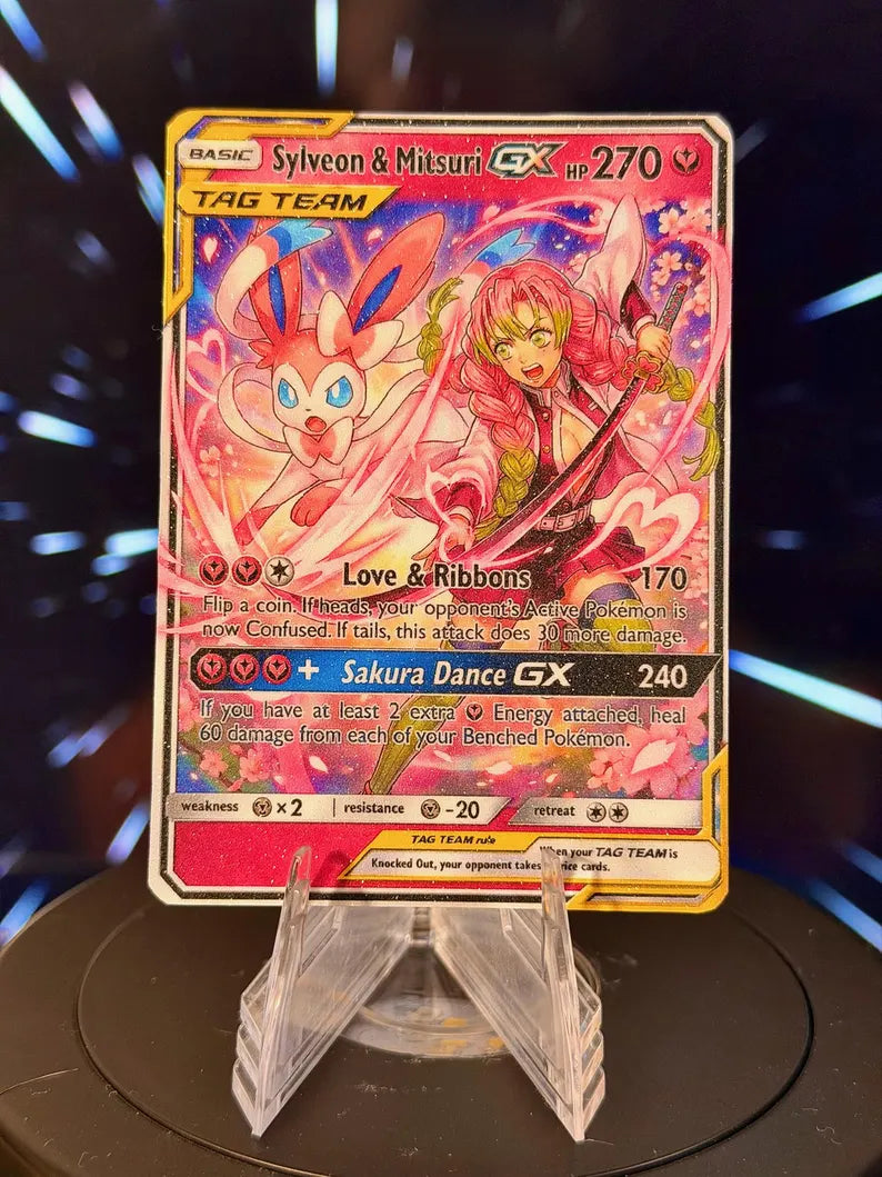 Pokemon and Demon Slayer Tag Team GX Fan Art Trading Card