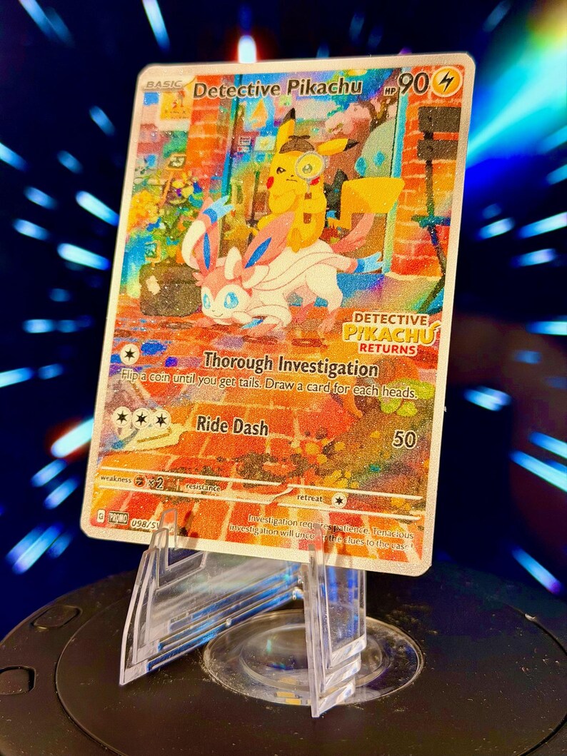 Detective Pikachu and Eeveelution Pokemon Fan Art Trading Card