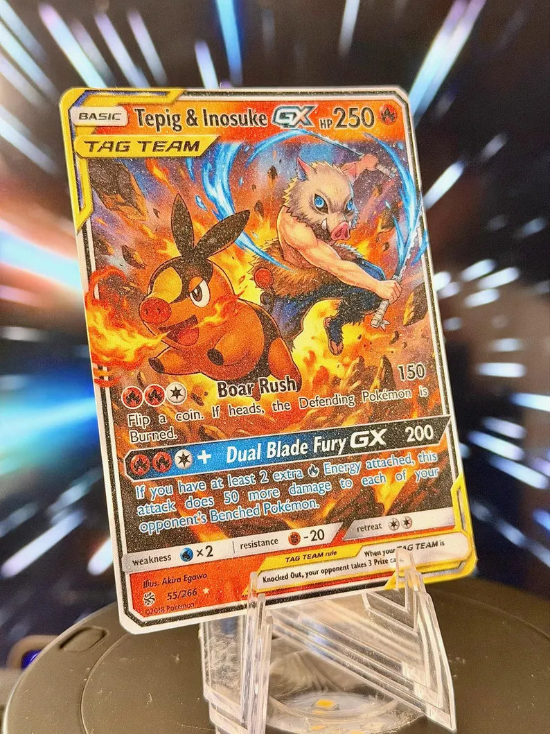 Pokemon and Demon Slayer Tag Team GX Fan Art Trading Card