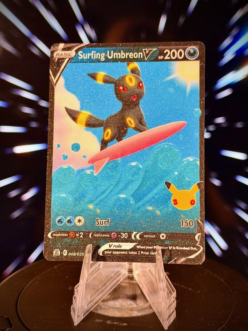 Surfing Eeveelution V Pokemon Fan Art Trading Card