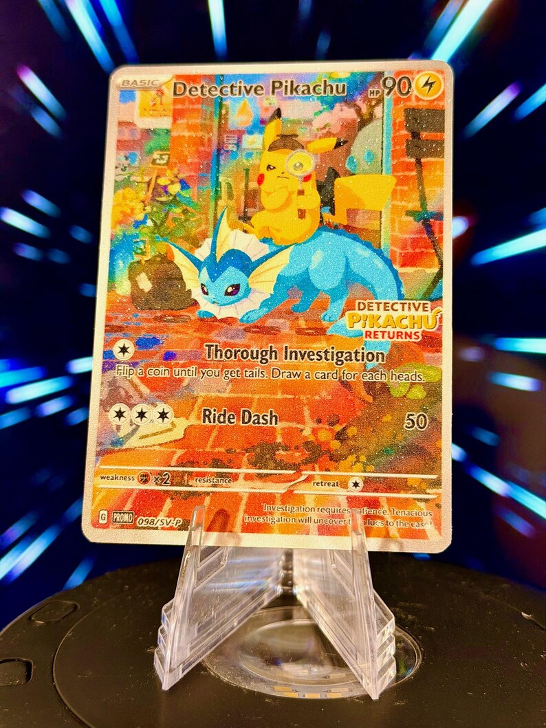 Detective Pikachu and Eeveelution Pokemon Fan Art Trading Card