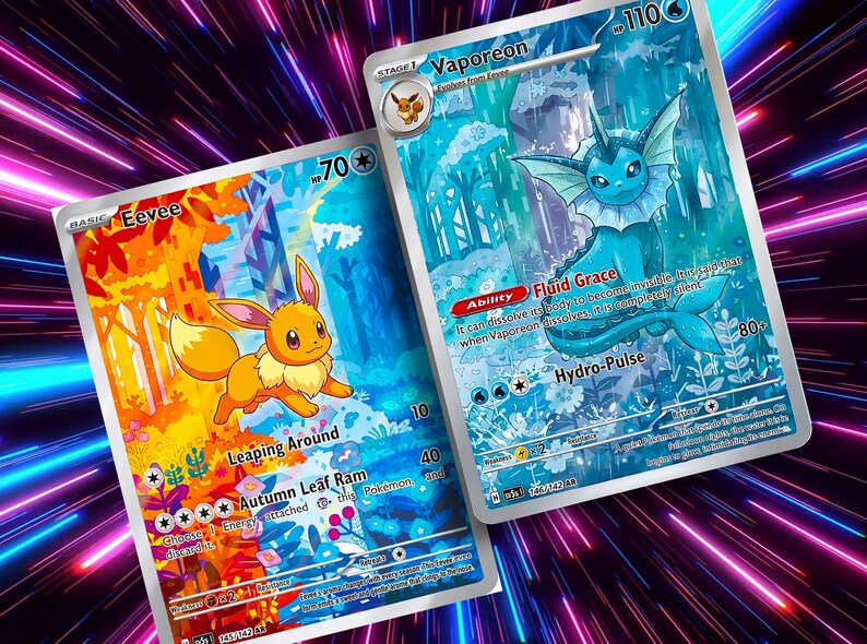 Eevee & Eeveelution Connecting Seasonal Forest Set | Custom Pokémon Fan Art Card